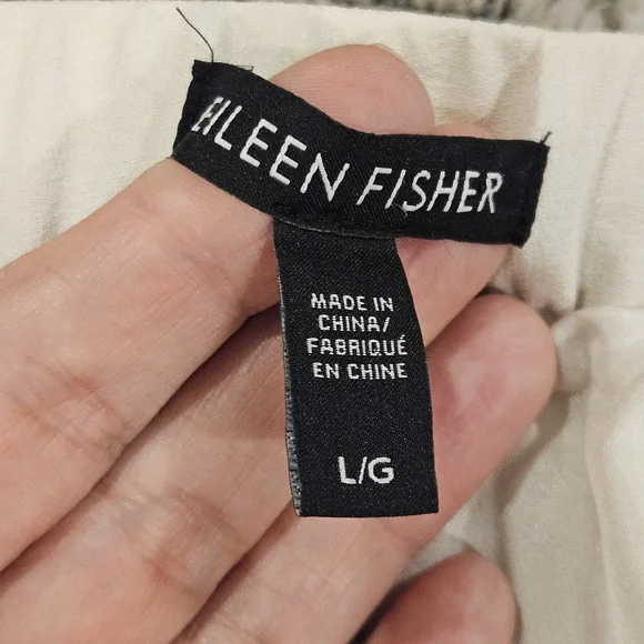 Eileen Fisher Ivory 100% Silk Pull On Pants Pockets Lined Lightweight Tapered - Picture 4 of 12